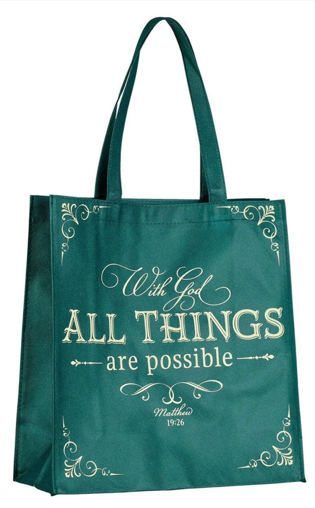 All Things Are Possible Green Shopping Tote Bag